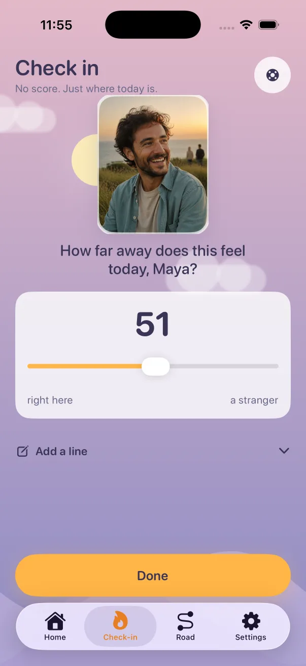 The daily DepreScan distance slider